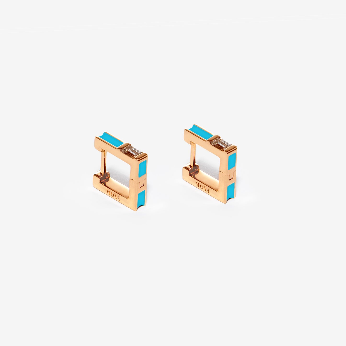 Square blue diamond earrings