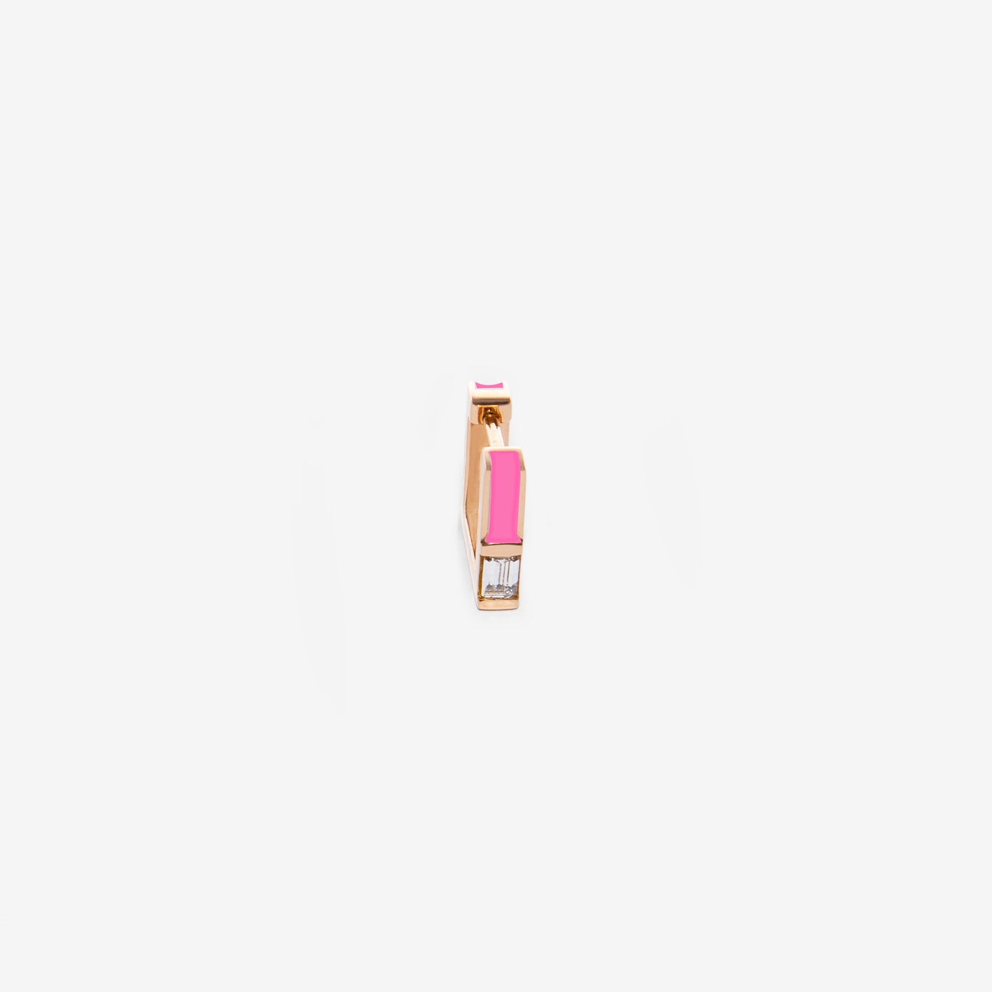 Square fluo pink earring with diamond