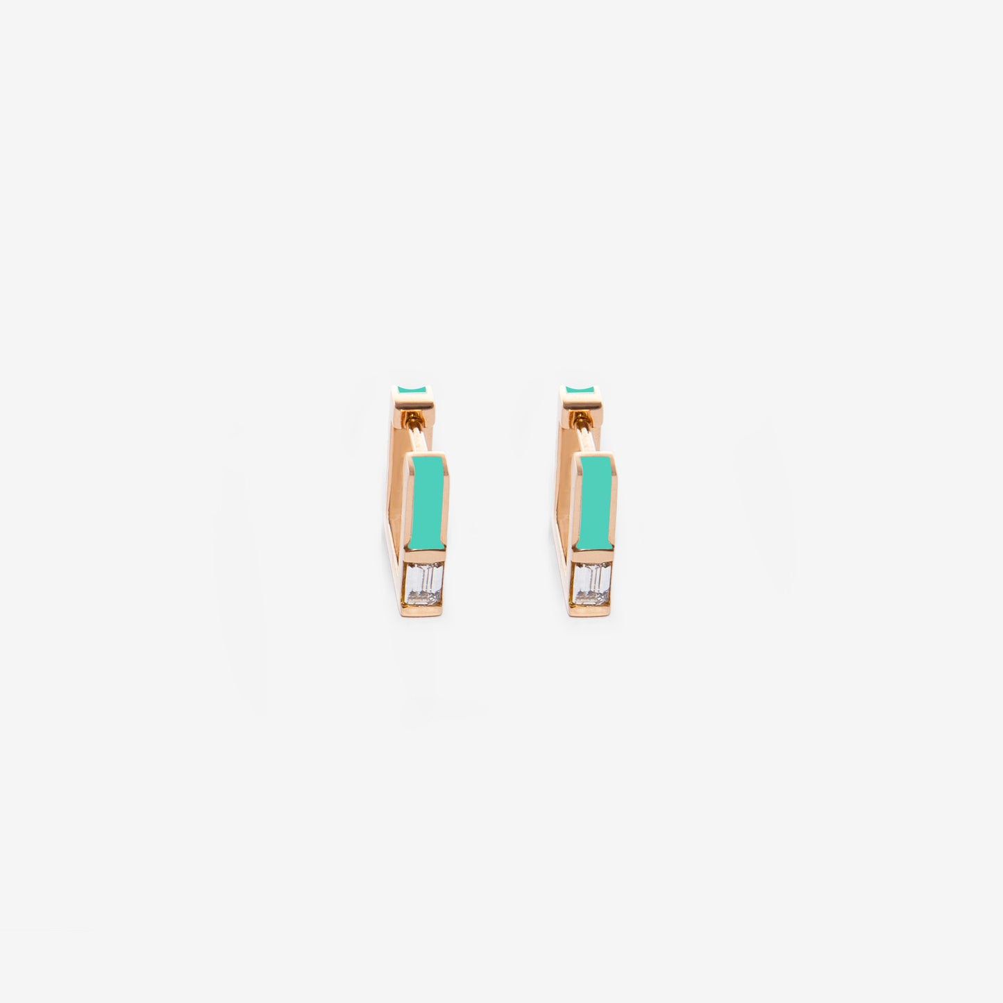 Square turquoise earrings with diamonds