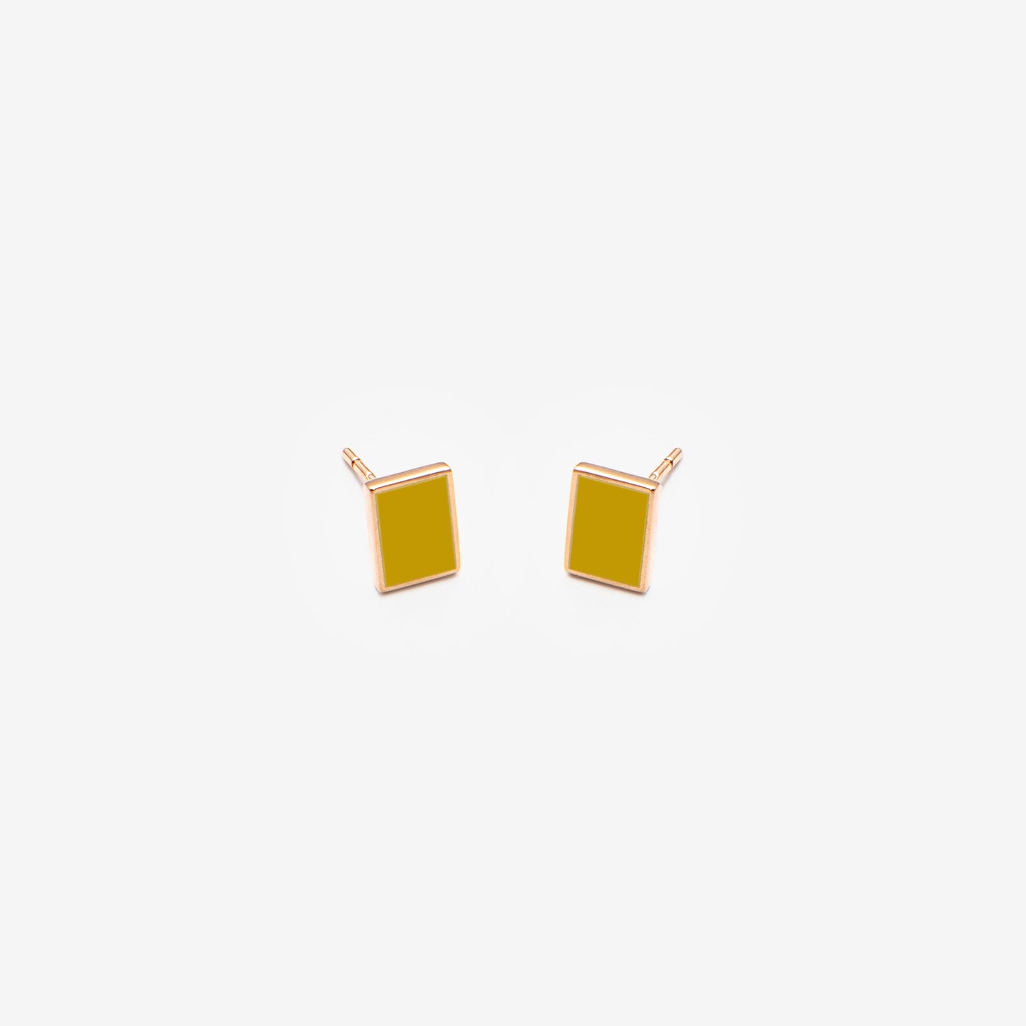 Floating rectangle mustard earrings