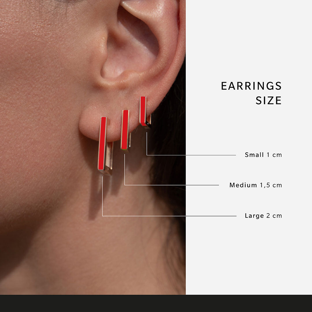 Square red single earring