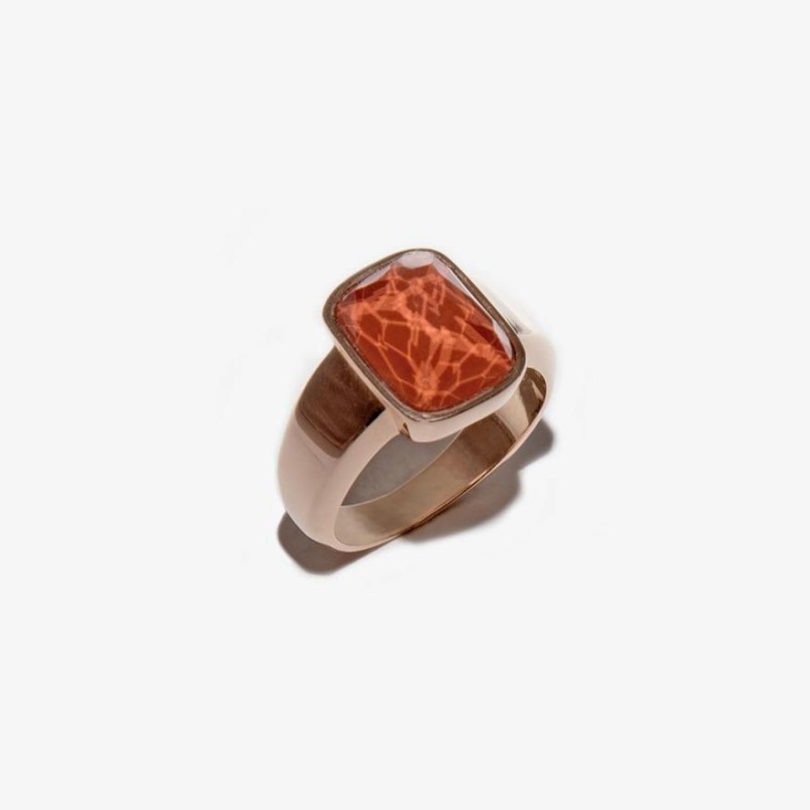 18 kt rose gold ring Red Jasper and Rock Crystal Mo r