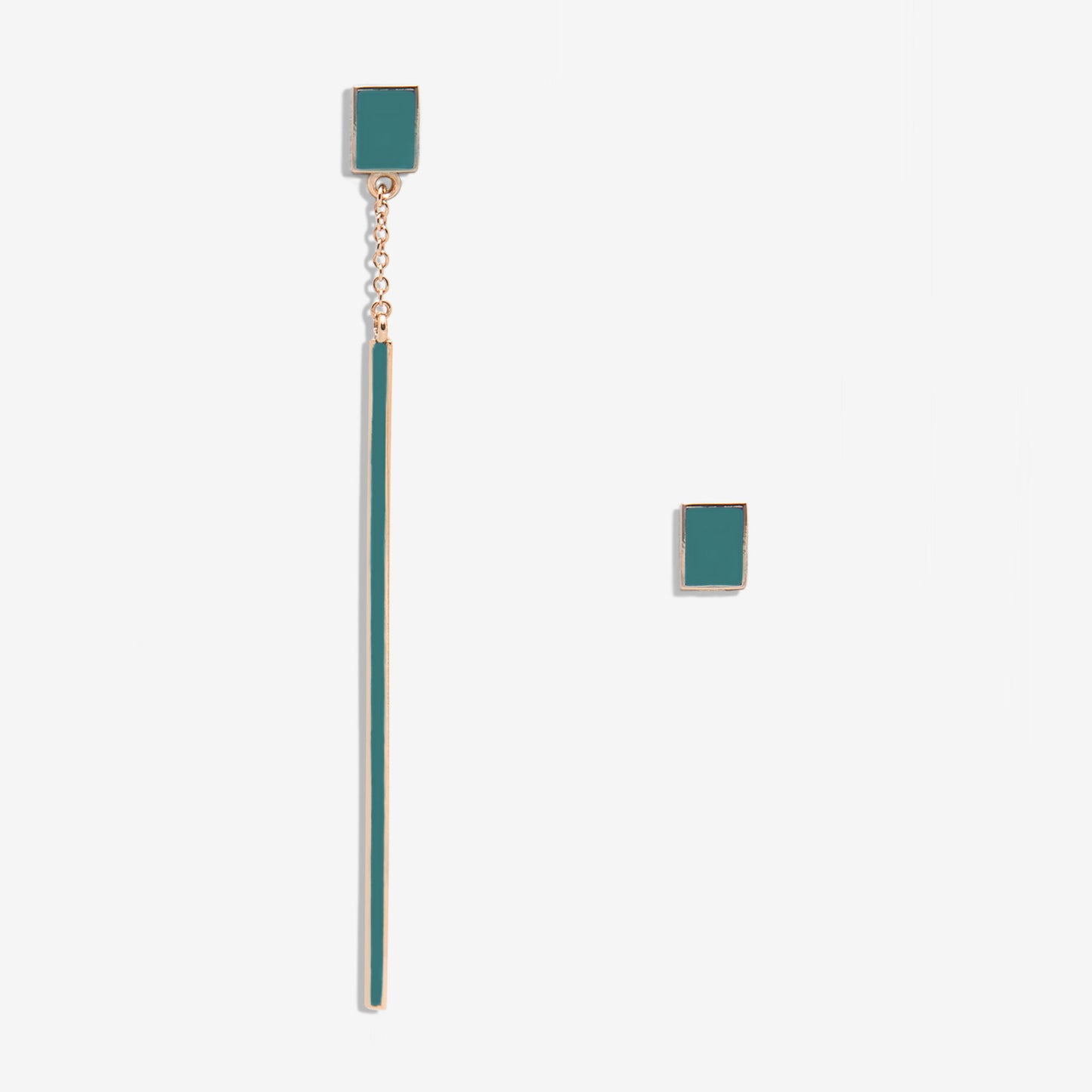 Floating petroleum blue drop earring and rectangle