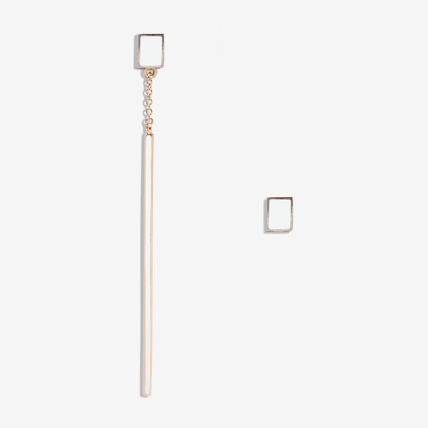 Floating white drop earring + rectangle