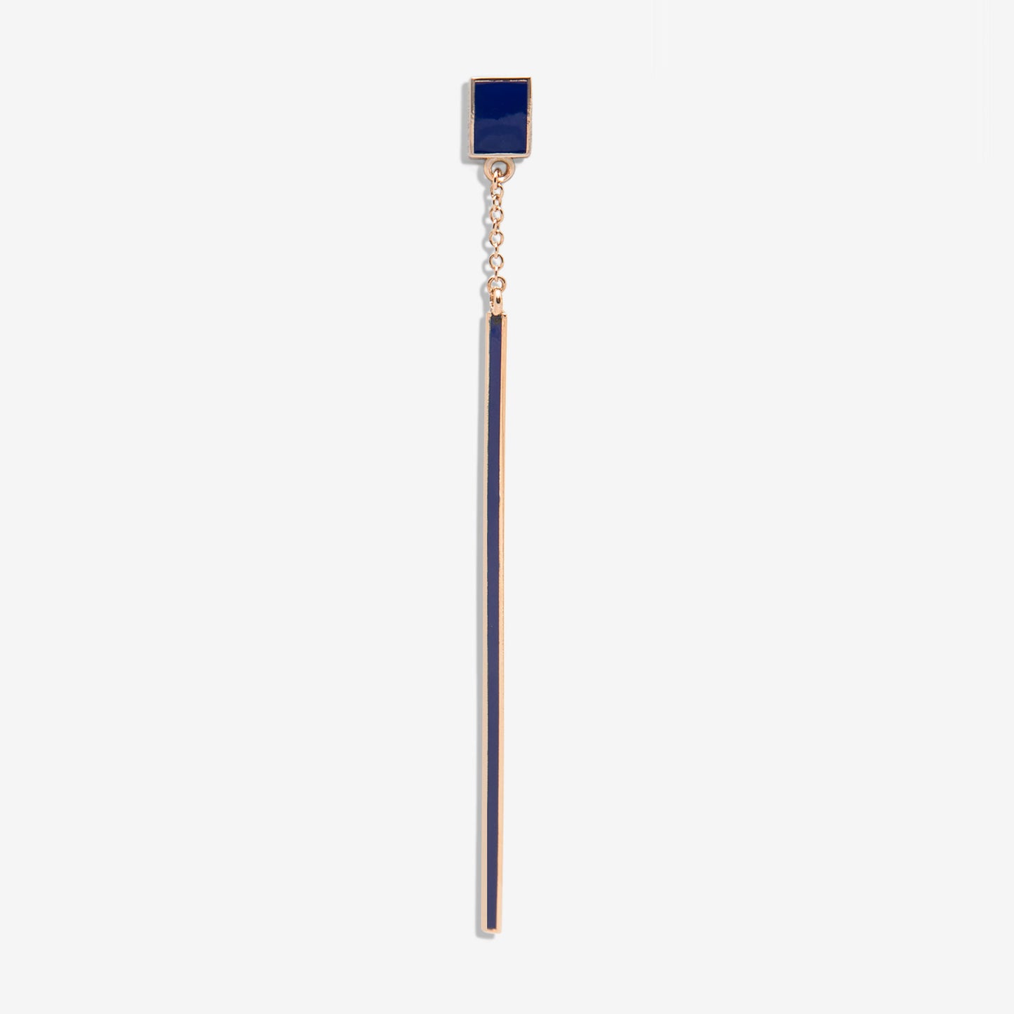 Floating dark blue drop earring
