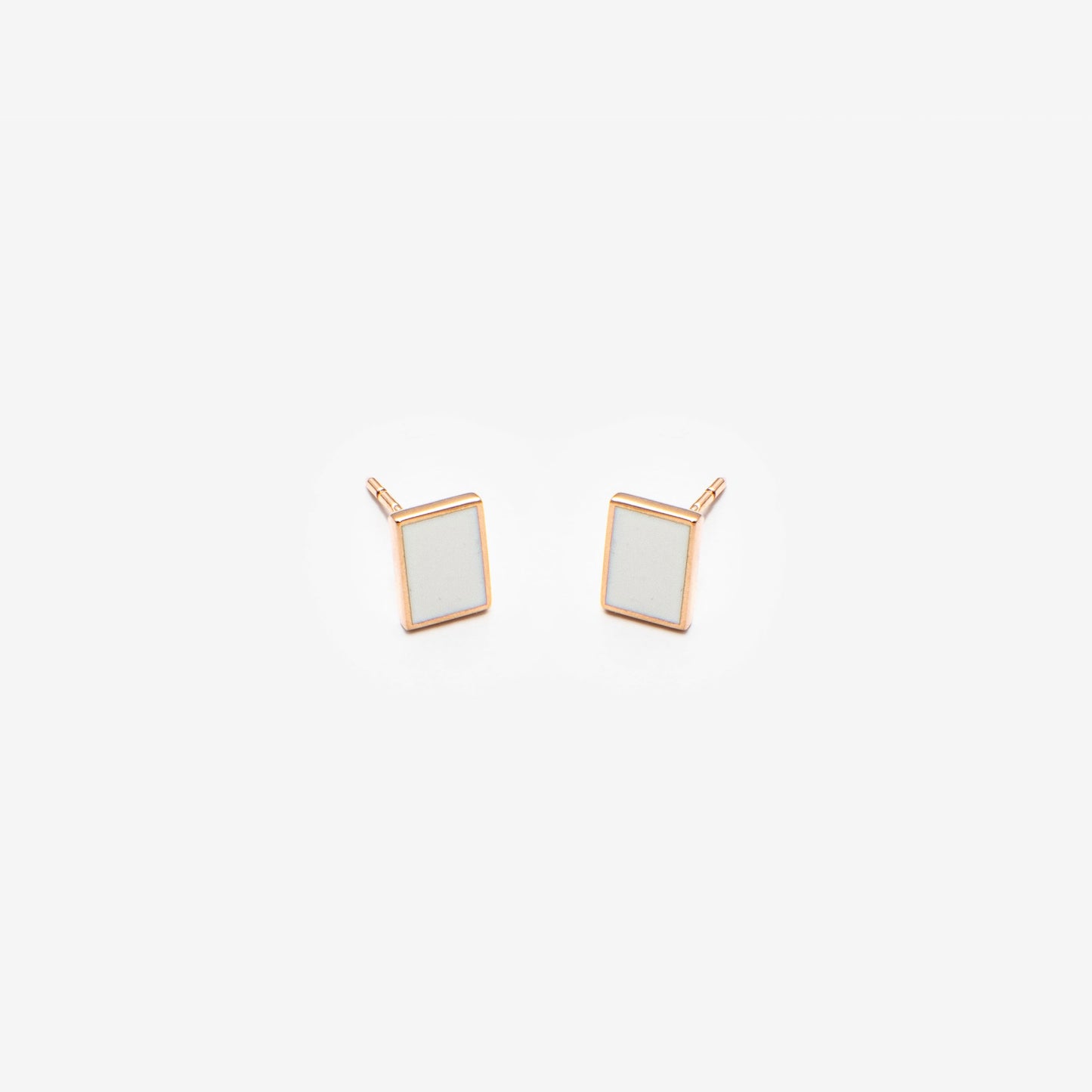 Floating rectangle white earrings
