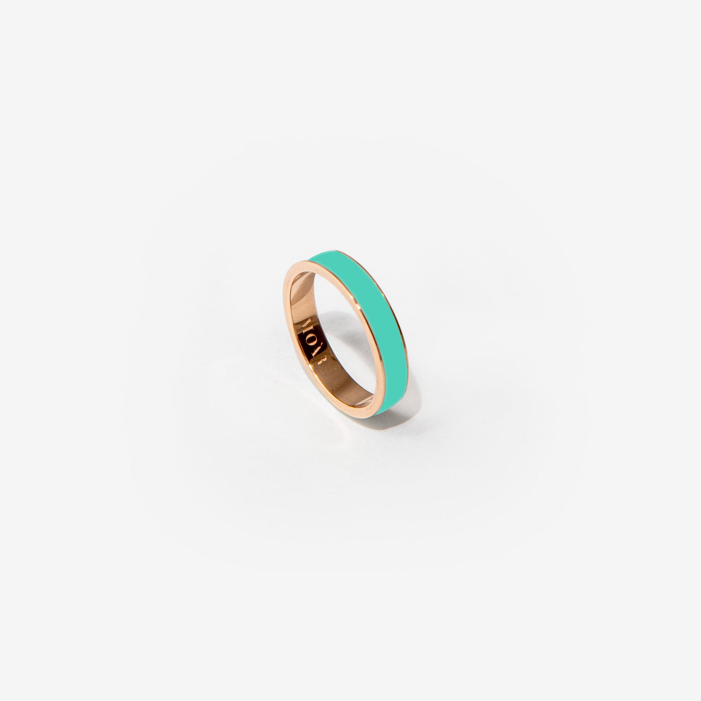 Rose gold band ring and turquoise enamel