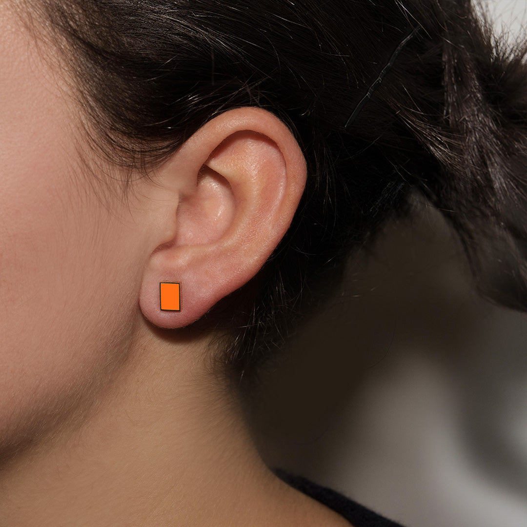 MONO ORECCHINO RETTANGOLO ARANCIONE - FLOATING EARRINGS