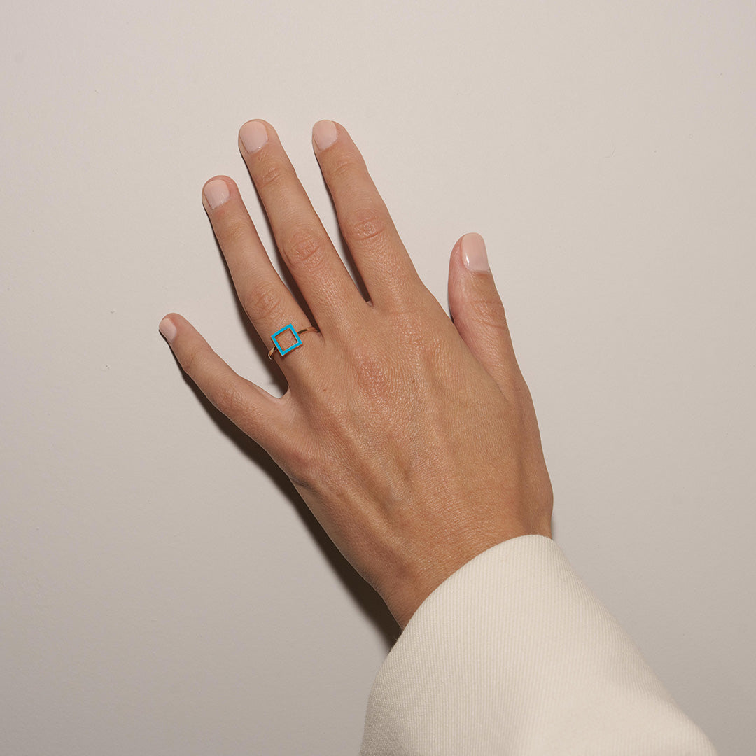 ANELLO QUADRATO AZZURRO - FRAME