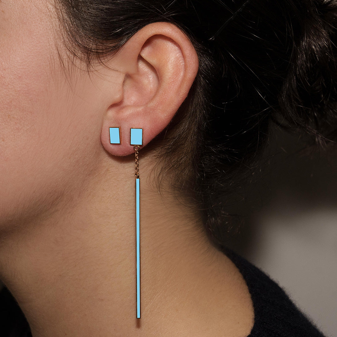 DROP + RECTANGULAR LIGHT BLUE - FLOATING EARRINGS