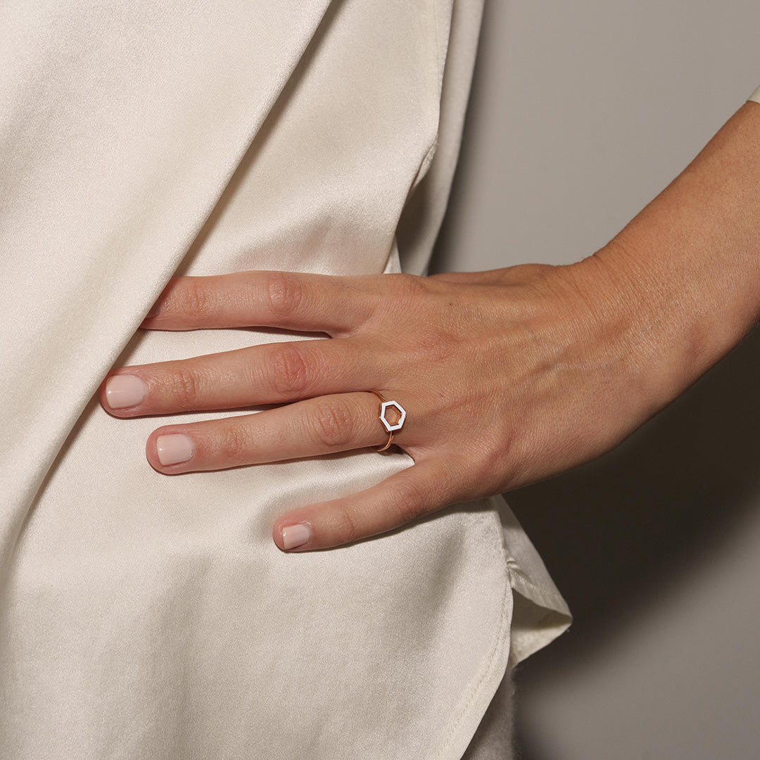 ANELLO ESAGONALE BIANCO - FRAME