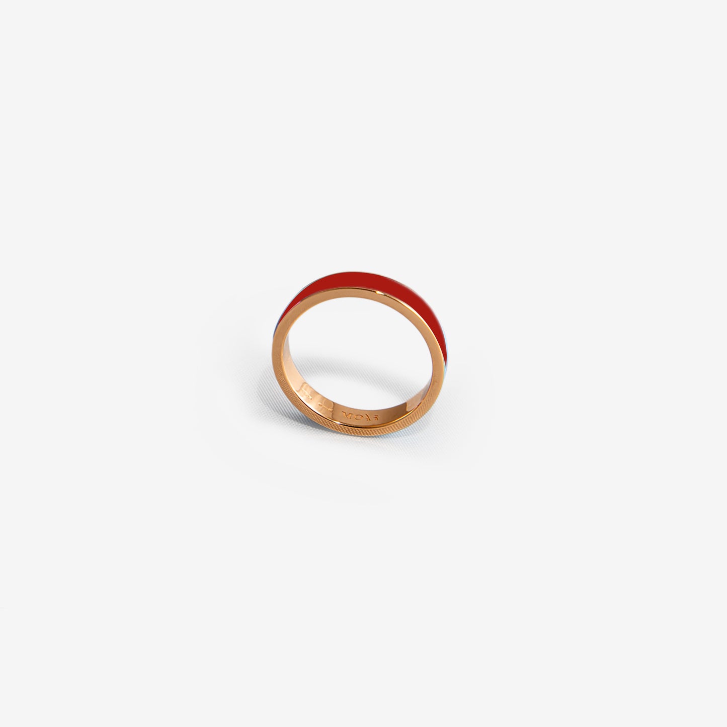 ROSE GOLD BAND RING CON BURGUNDY ENAMEL