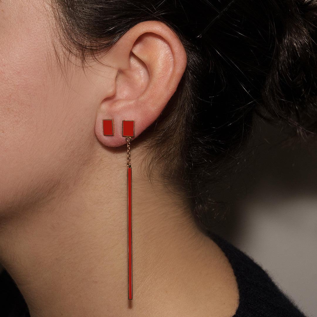 DROP + RECTANGLE BURGUNDY - FLOATING EARRINGS