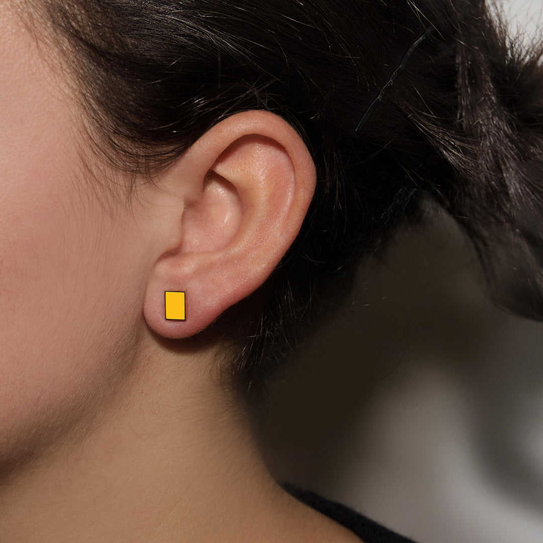 SINGLE YELLOW RECTANGLE EARRING - FLOATING EARRINGS