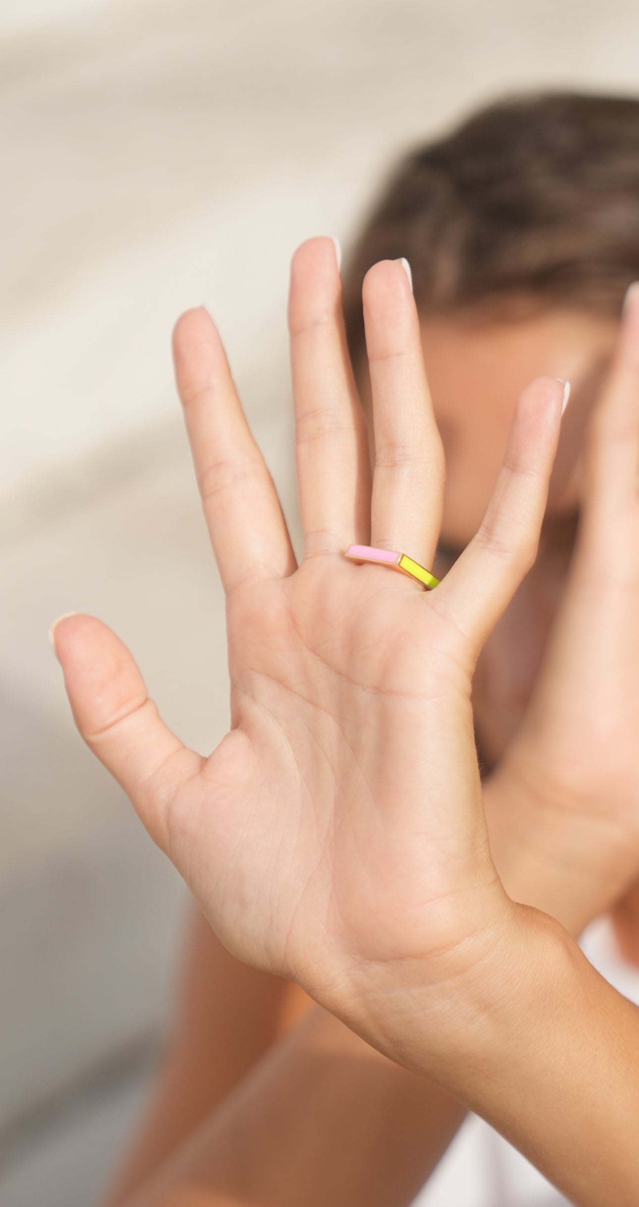 SQUARE RING WITH ENAMEL