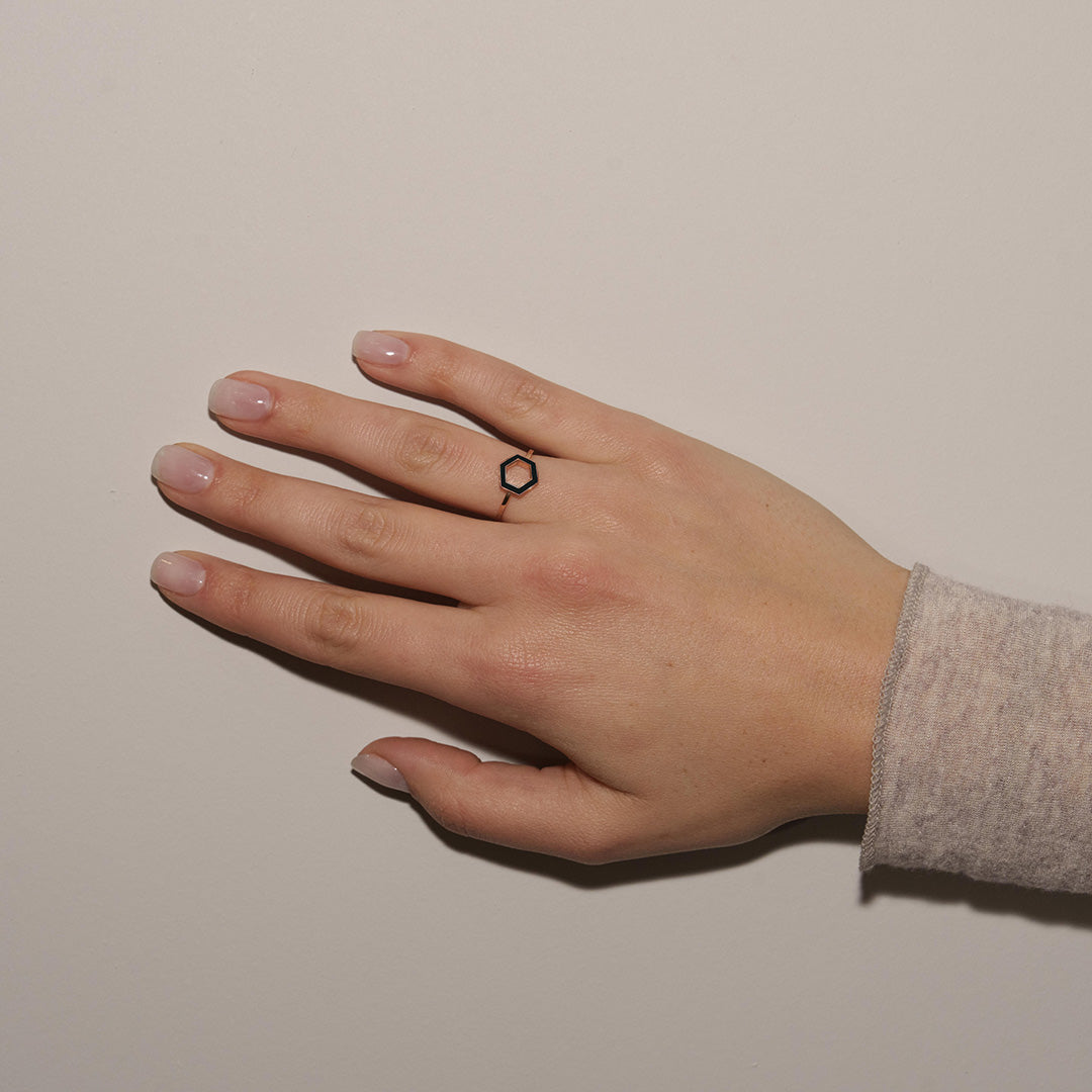 ANELLO ESAGONALE NERO - FRAME