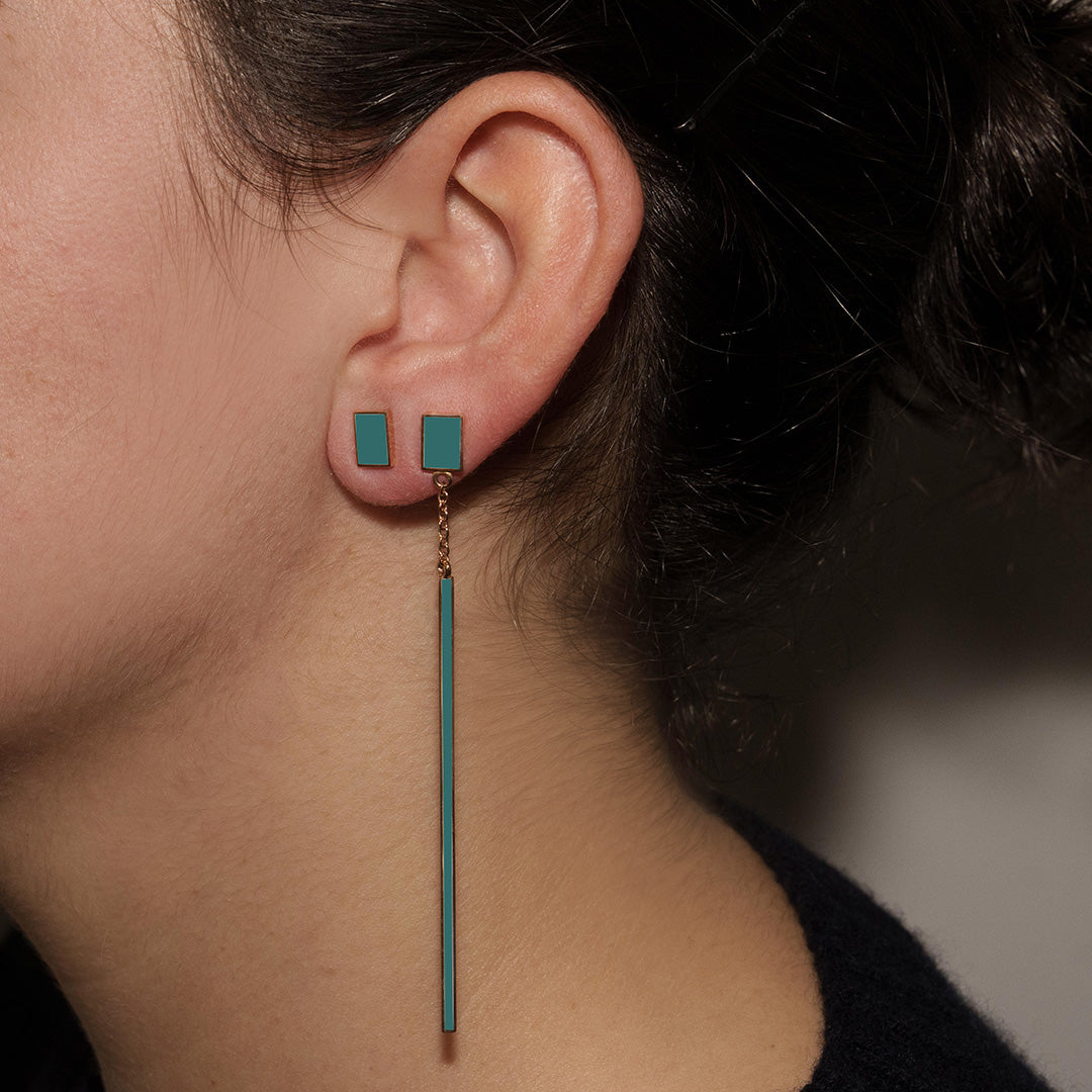 DROP + RECTANGLE TEAL - FLOATING EARRINGS
