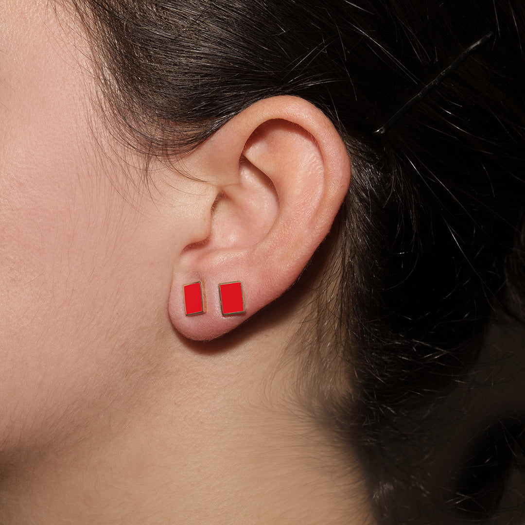 ORECCHINI RETTANGOLI ROSSO - FLOATING EARRINGS