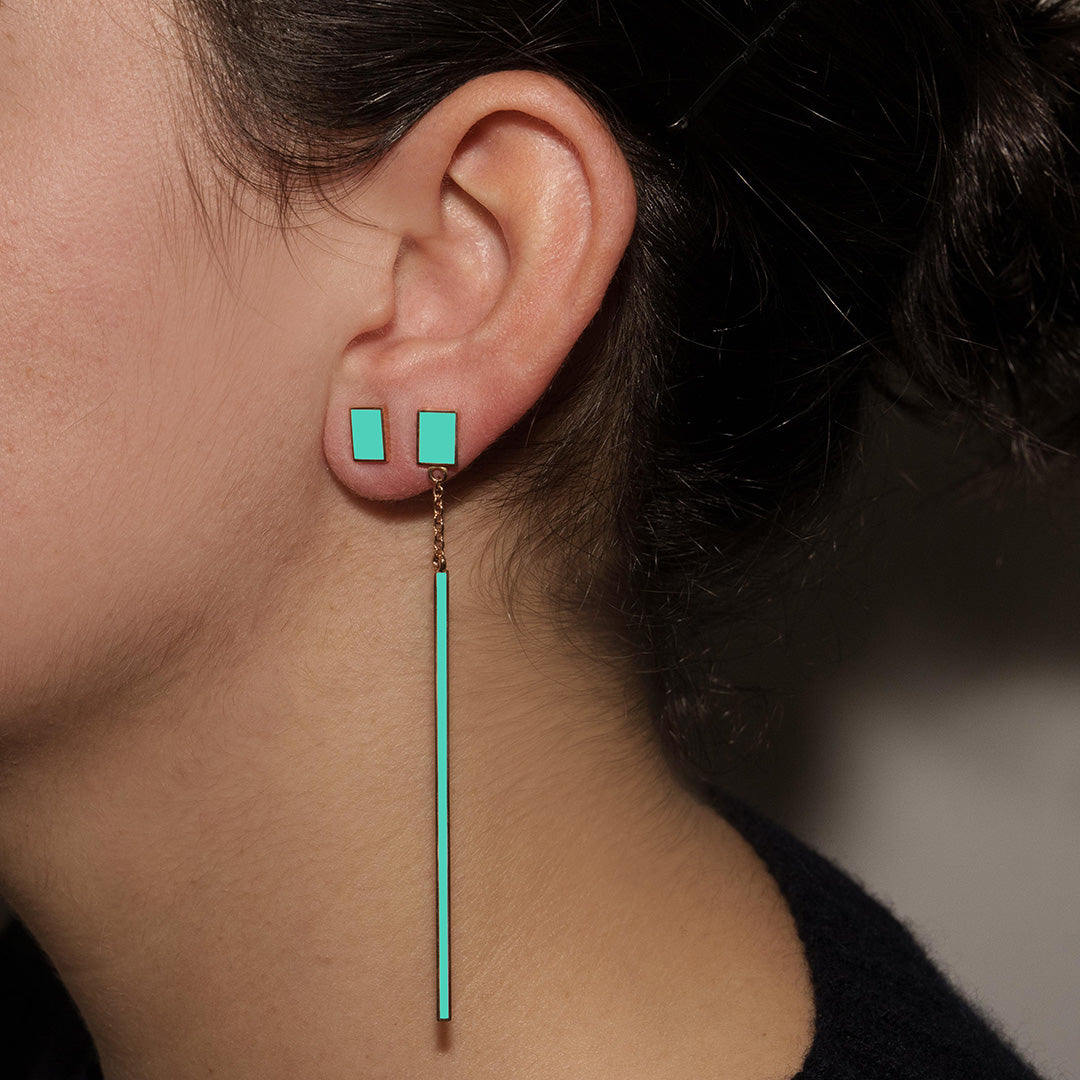 DROP + TURQUOISE RECTANGULAR - FLOATING EARRINGS
