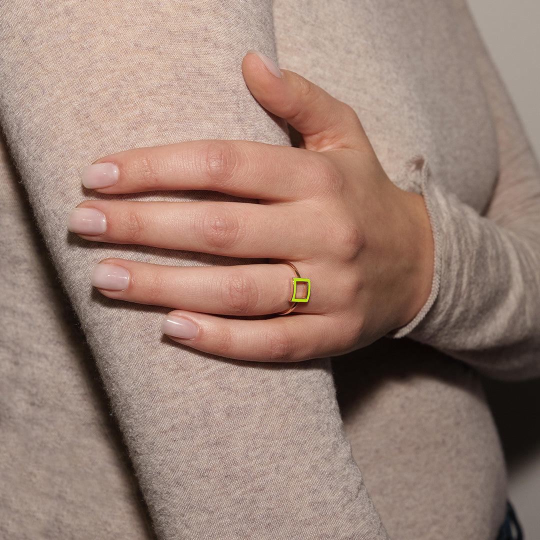 ANELLO QUADRATO VERDE LIME - FRAME