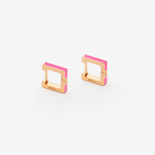 ORECCHINI SQUARE ROSA FLUO