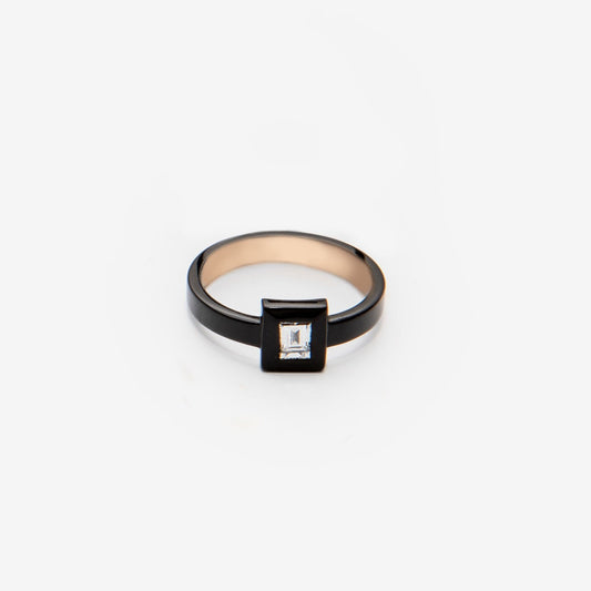 ANELLO IN ORO ROSA CON PVD E DIAMANTE