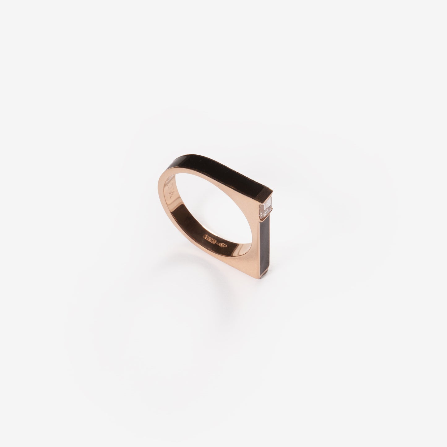 Black enamel and diamond ring