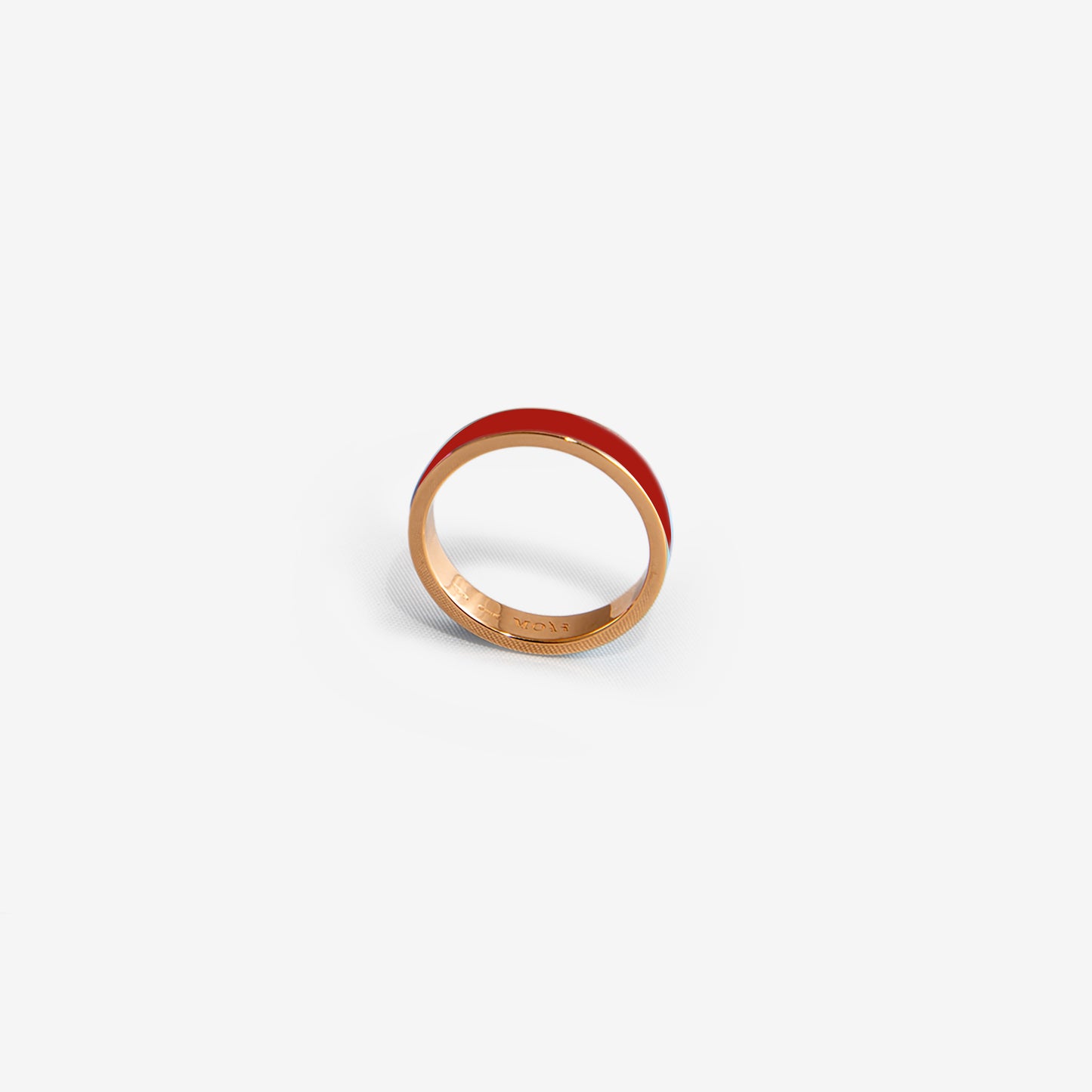 Rose gold band ring in burgundy enamel 