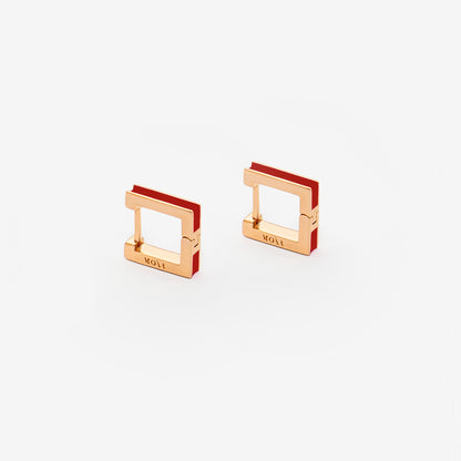 Square burgundy earrings