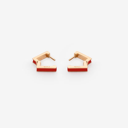 Square burgundy earrings