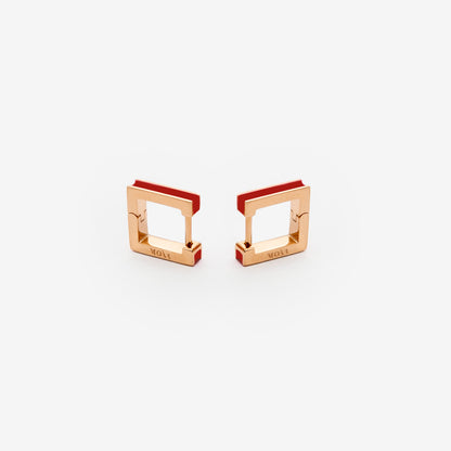 Square burgundy earrings