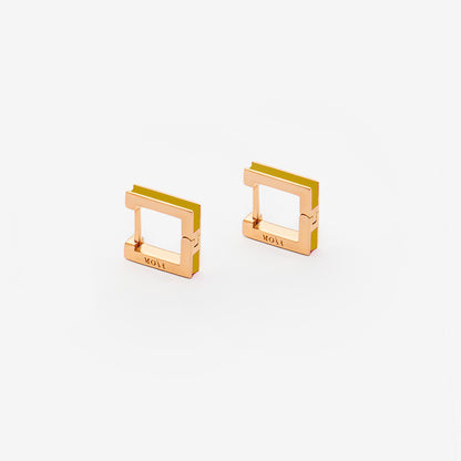 Square mustard earrings