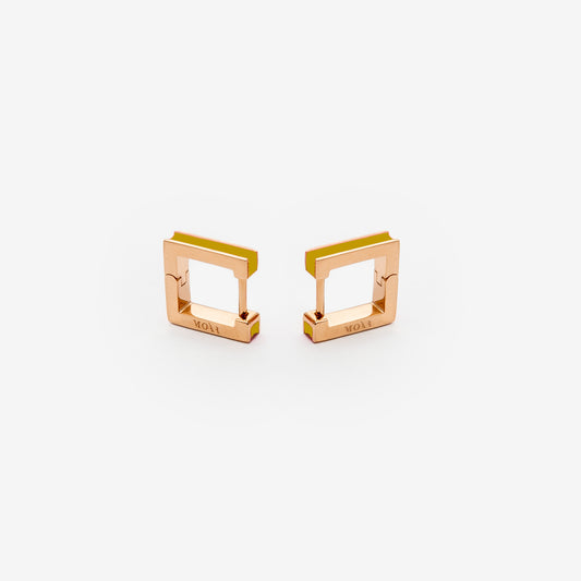 Square mustard earrings