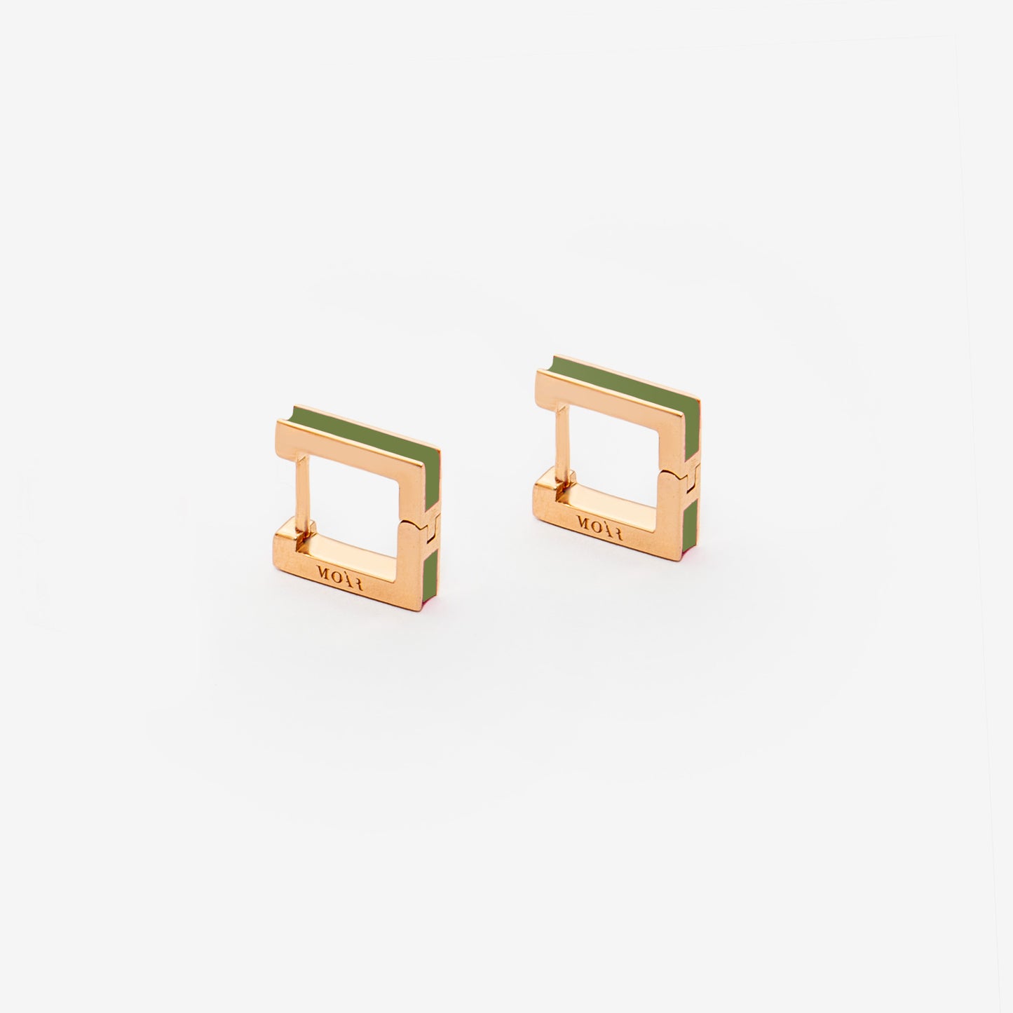 Square green earrings