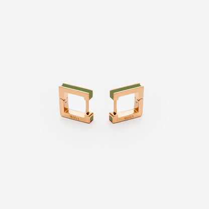 Square green earrings