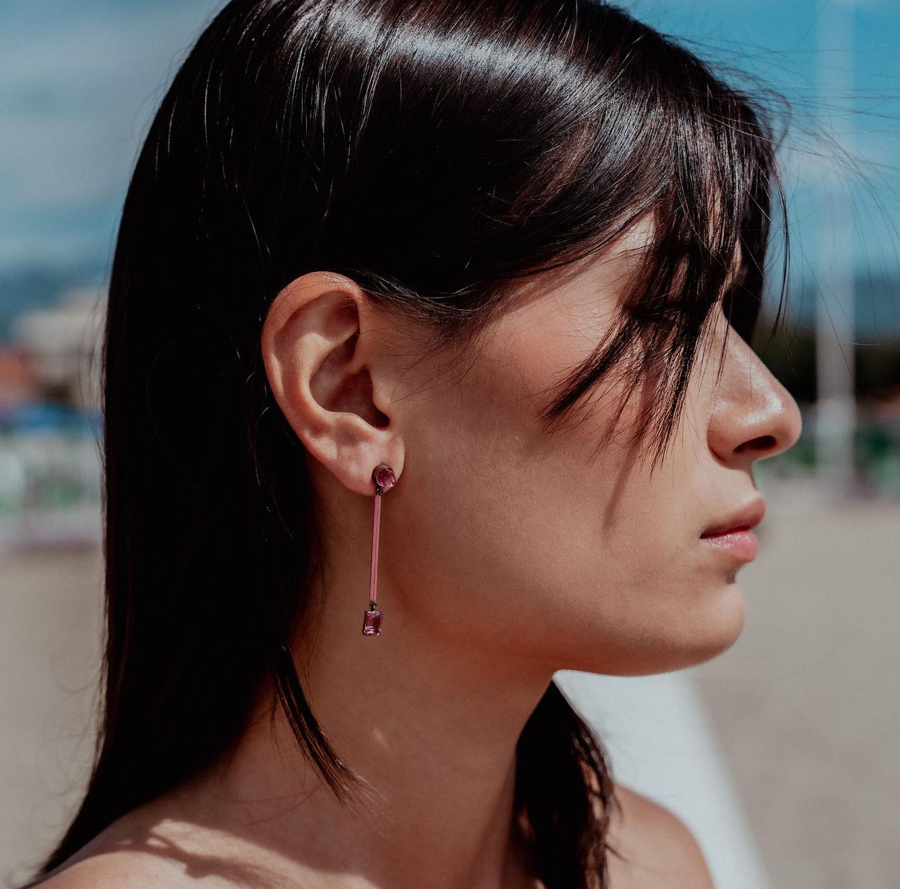 Earrings with natural Tourmalines