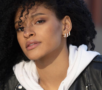 Square white earrings