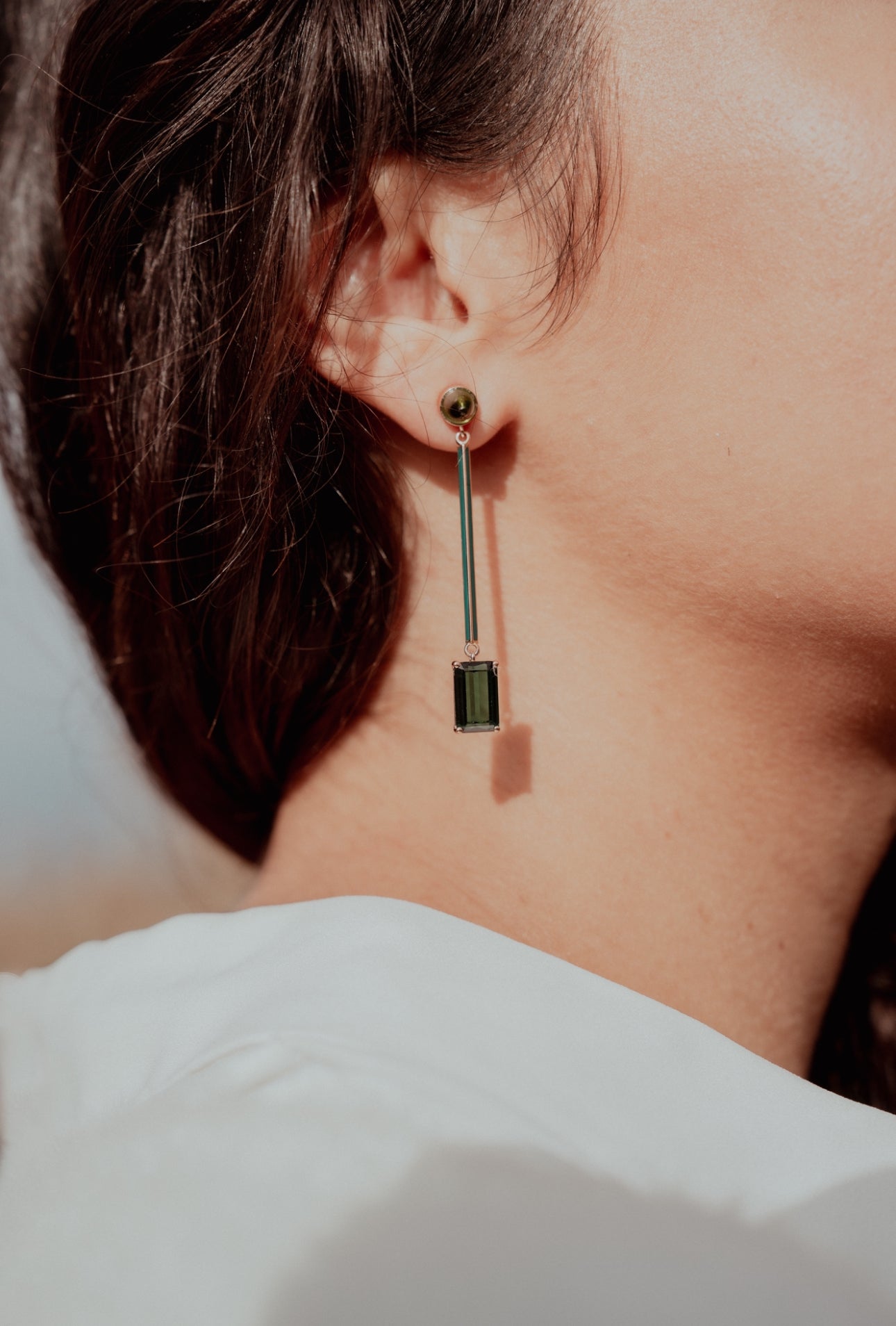 Earrings with natural Tourmalines