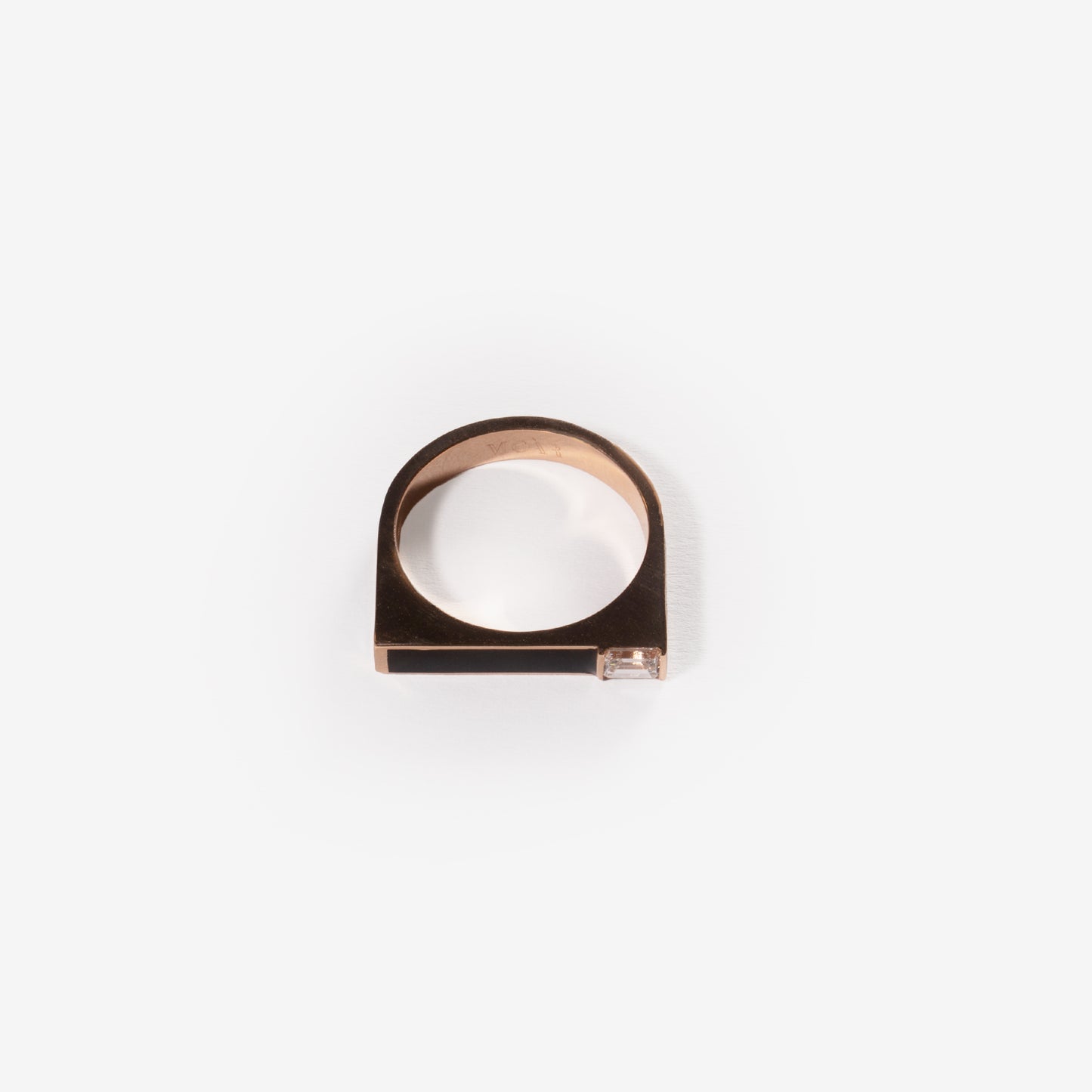 Black enamel and diamond ring