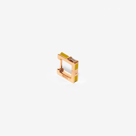 Square mustard earring with diamond
