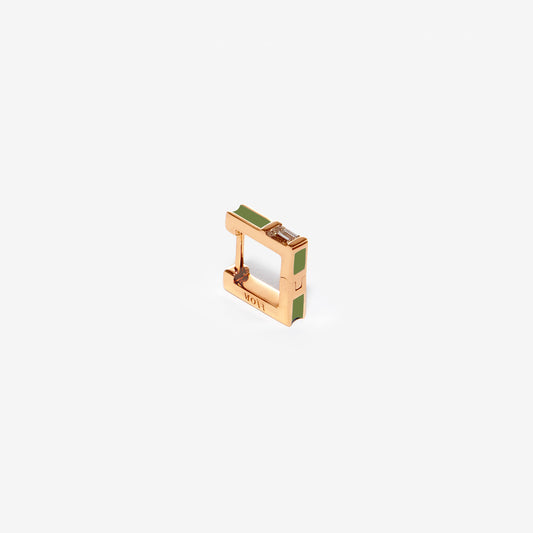 Green Square earring with diamond