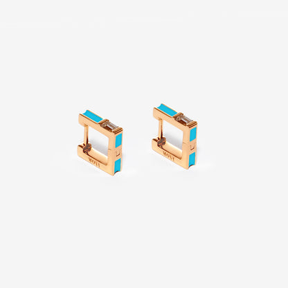 Square blue diamond earrings