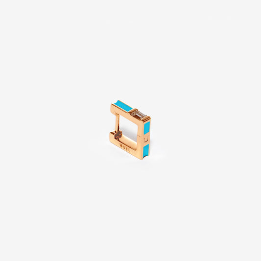 Square light blue earring  with diamond