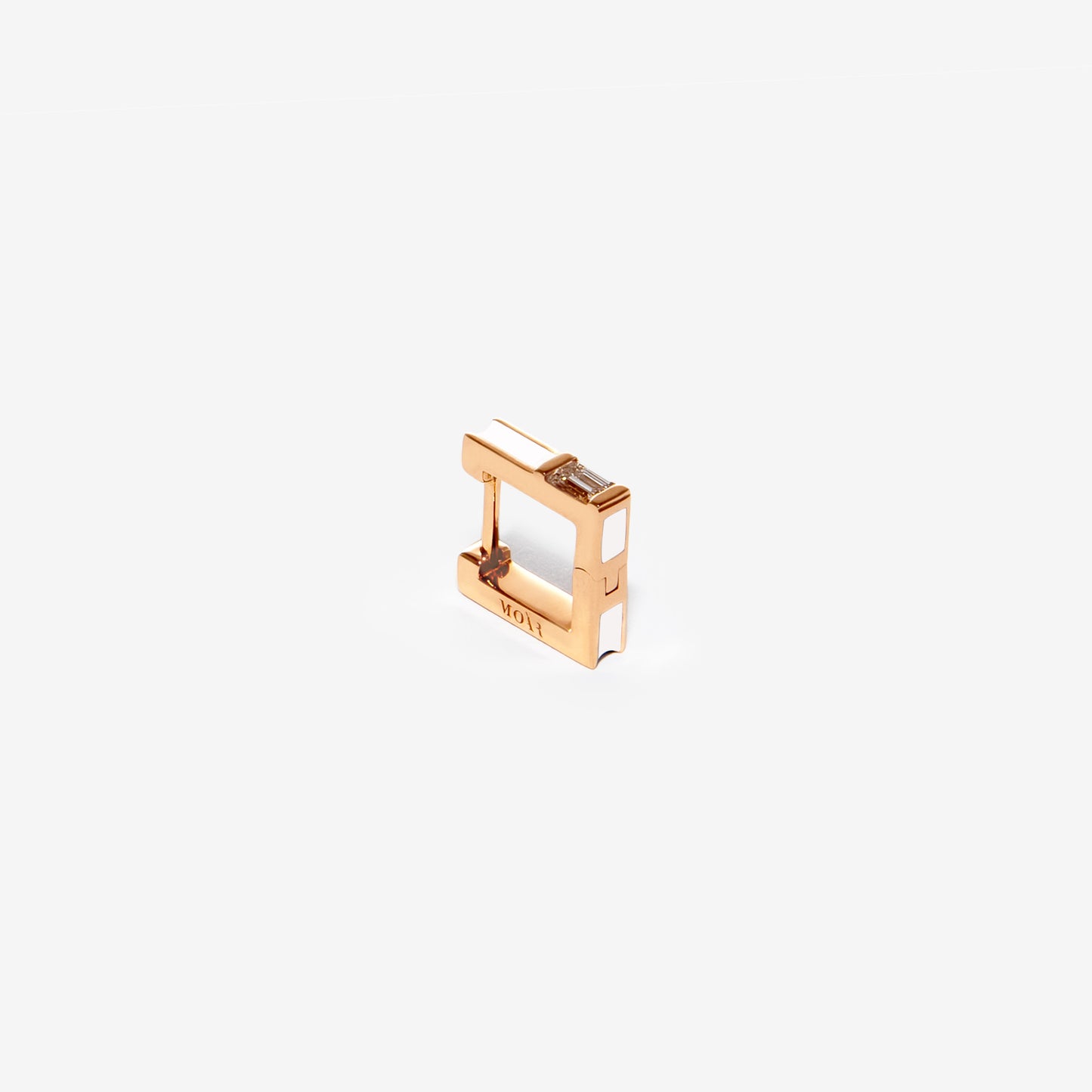 Square white earring with diamond