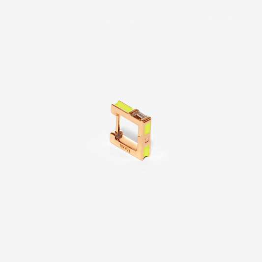 Square yellow fluo earring with diamond