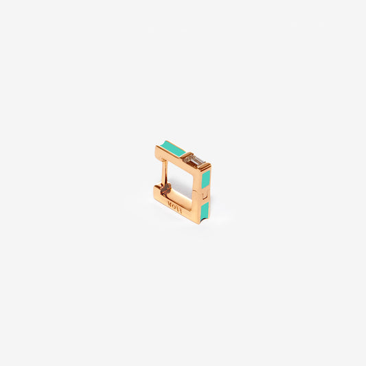 Square turquoise earring with diamond