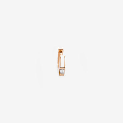 Square white earring with diamond