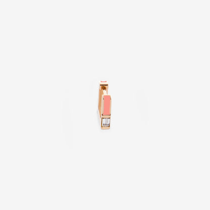 Square salmon pink earring with diamond