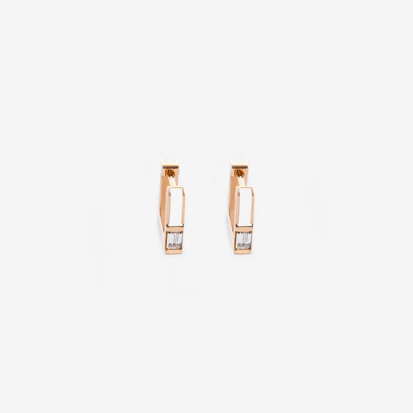 White Square Earrings with Diamonds