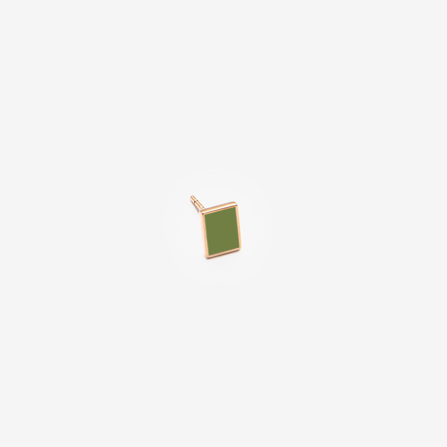 Floating rectangle green mono earring